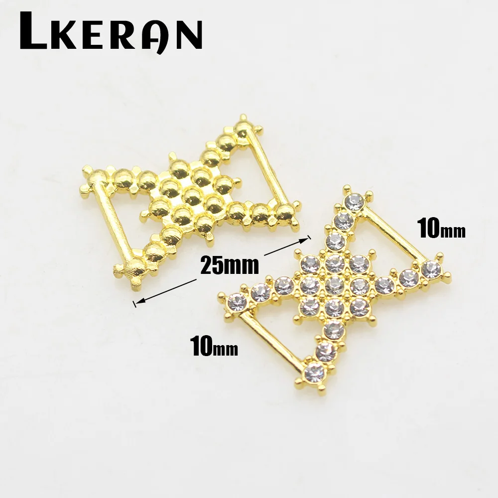 LKERAN 10Pcs 25MM H-Shape Rhinestone Alloy Buckles Craft For Diy Ribbon Crystal Decoration Belt Rings Sewing Accessories