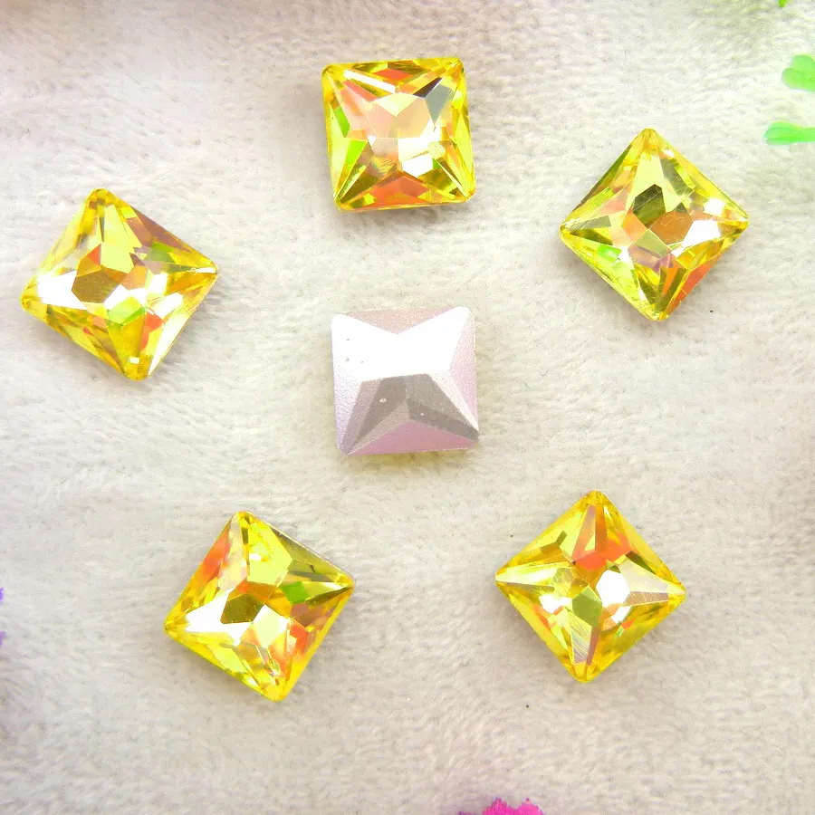 AB Farben 8mm 10mm 12mm Ausgefallene Quadratische Form Klebe-Glaskristalle Strass Handwerk Ornament Zubehör DIY Verzierung – Detail 19