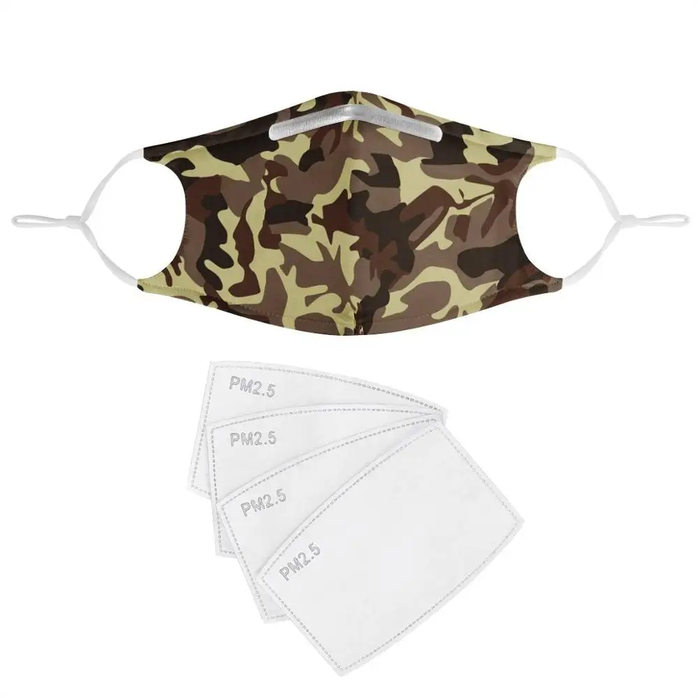 Popolare Camouflage Custom pattern maschere antigas inserto in carbonio donna uomo maschere antipolvere maschera lavabile maschera facciale riutilizzabile 4 filtri