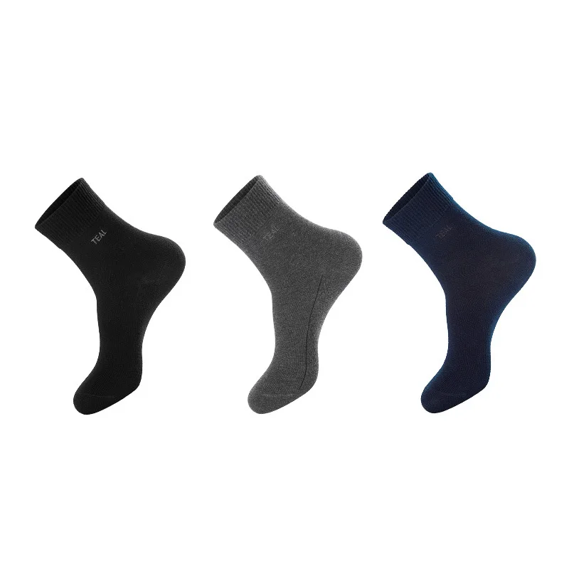 6PCS Antibacterial solid color cotton socks men's mid-tube business socks yuan deodorant socks