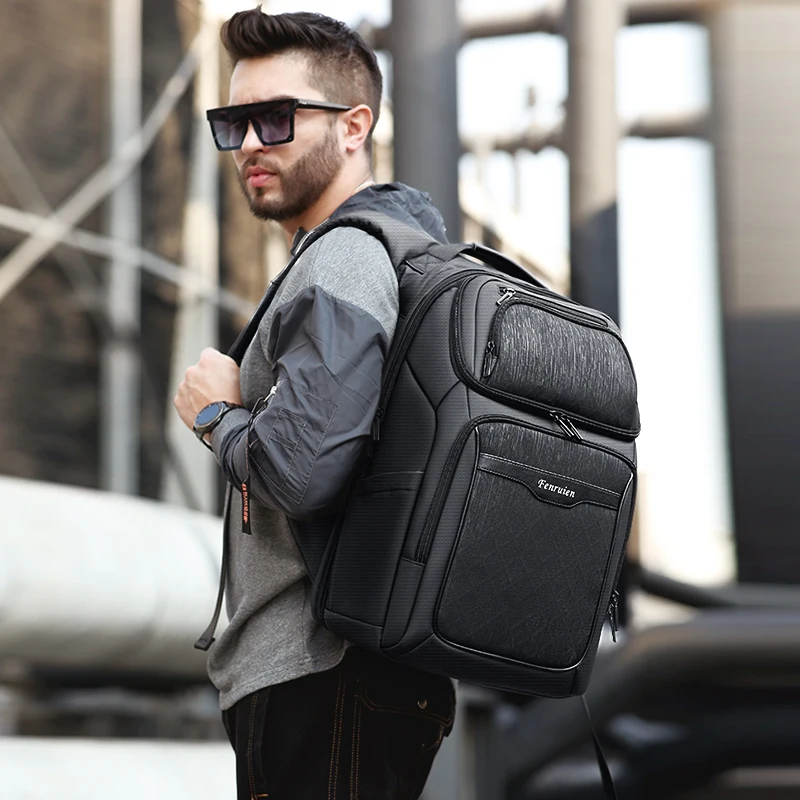 Fenruien homens mochila grande capacidade fim de semana viagem mochila repelente de água computador portátil mochila de volta pacote masculino