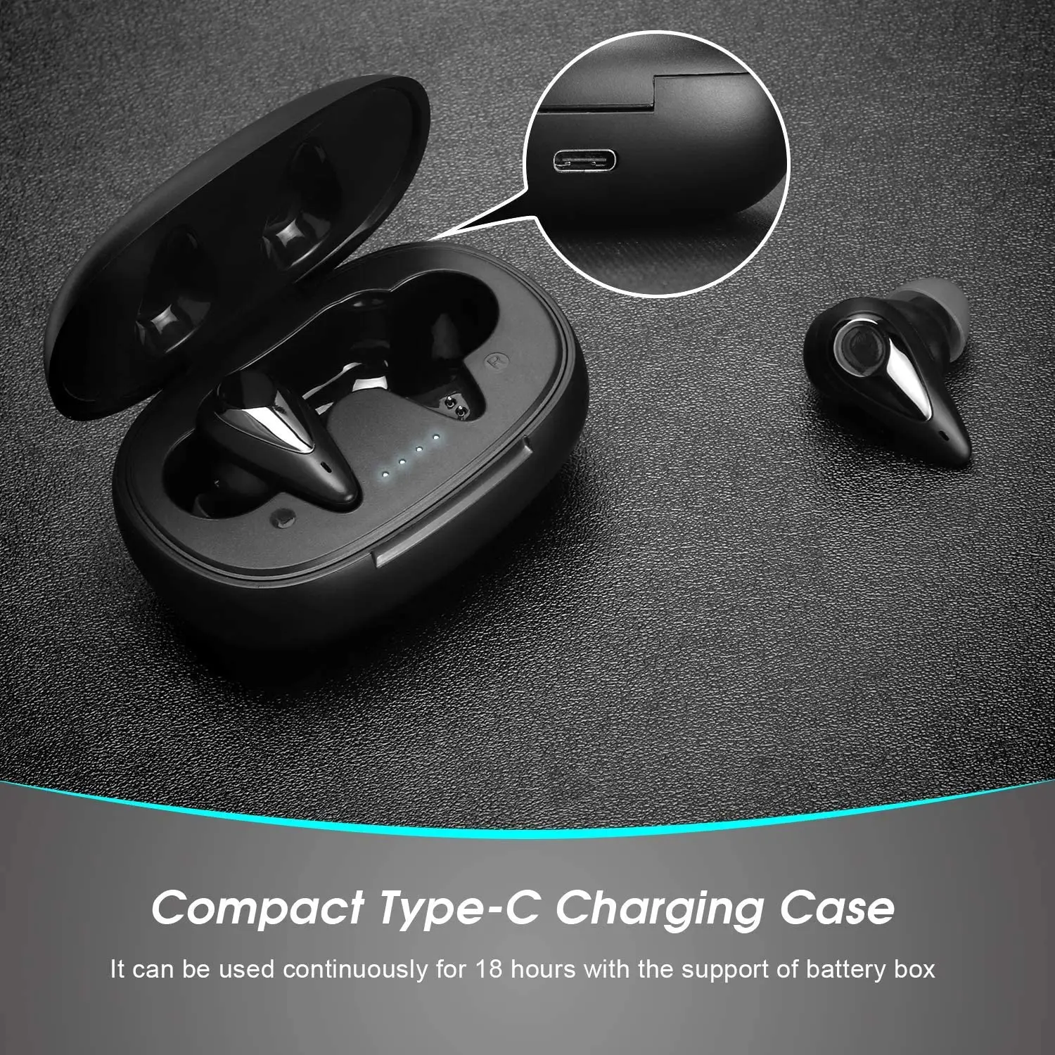 August EP810 Wireless Earbuds Bluetooth5.0 Touch Control with Type C Charging Box in-Ear Earphones with Microphone for Phone