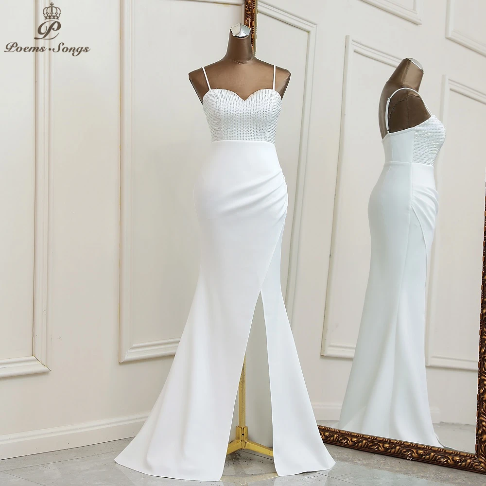 Mới Sang Trọng VÁY ĐẦM DẠ Nàng Tiên Cá Hứa Đầm Áo Dây De Soiree De Mariage Vestidos De Promocion Phù Dâu Váy Đầm Dự Tiệc