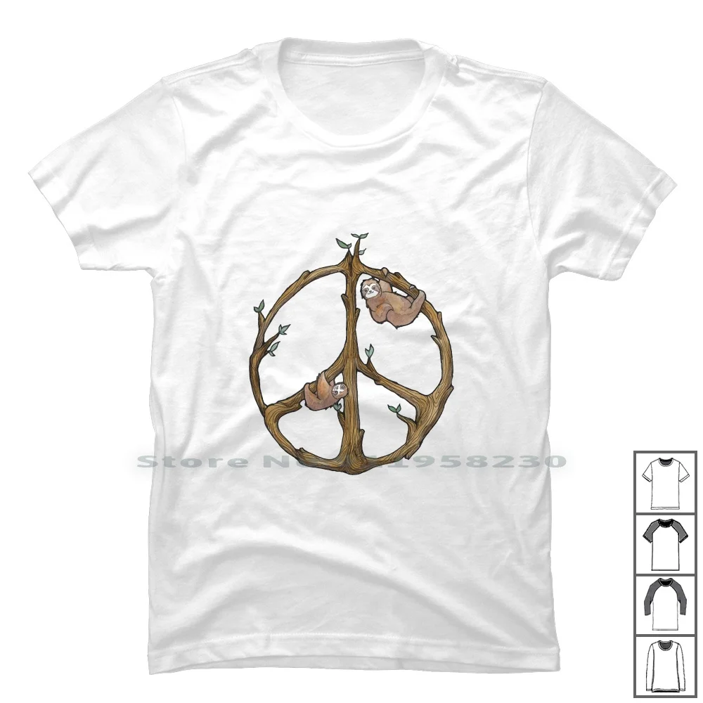 Sloths Peace Sloths T Shirt 100% Cotton Sleeping Original Stylish Tired Chill Sloth Peace Slot Rest Ping Lazy Ace