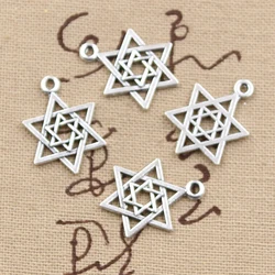 30pcs Charms Star Of David Shield 22x16mm Antique Bronze Silver Color Pendants DIY Making Findings Handmade Tibetan Jewelry