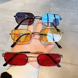 OEC CPO Rectangle Rimless Sunglasses Women Fashion Candy Color Square Sunglasses Men Lady Brand Designer Black Shades Glasses