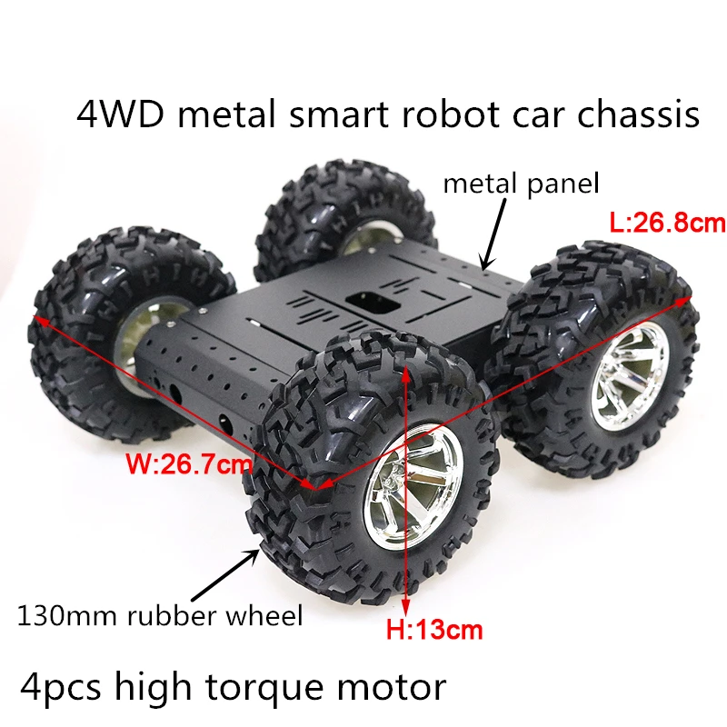 

8KG Load C3 4WD Smart Robot Car Chassis Kit 130mm Rubber Wheel + 4pcs High Torque DC Motor Unassembled DIY Education