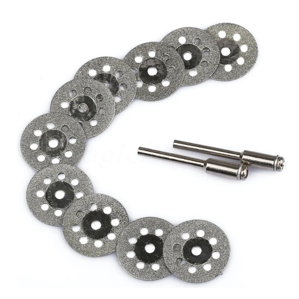 10pcs Circolare Seghe Lame di Taglio Ruota Dischi + 2pcs Mandrini Set Utensile Rotante In Acciaio Al Carbonio Accessori Trapano Duro materiale di Taglio