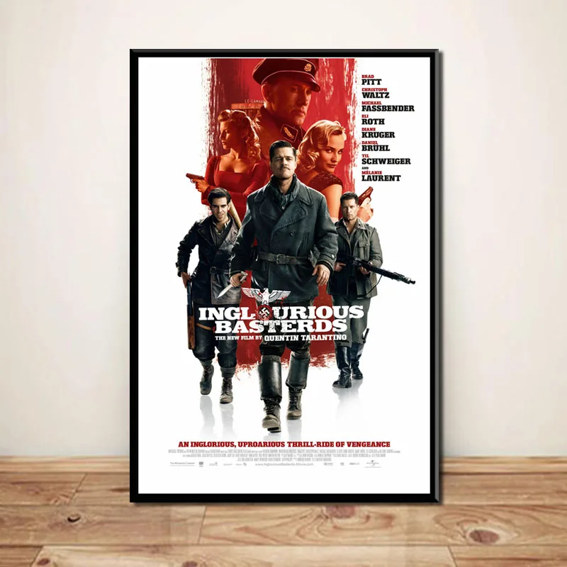inglourioso-basterds-quentin-tarantino-classico-filme-vintage-brad-pitt-arte-pintura-em-tela-cartaz-parede-decoracao-de-casa