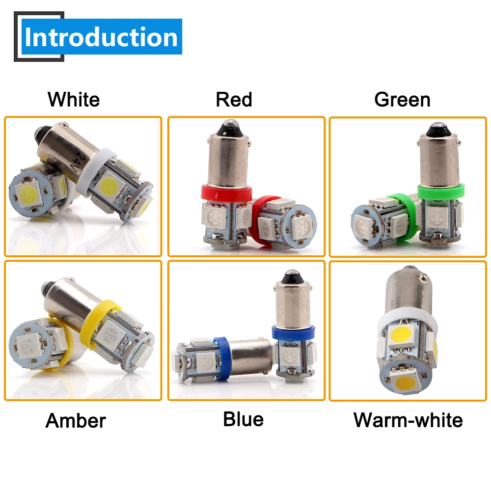 10 шт. DC 12 В 24 В T11 T4W BA9S W6W 5050 5 SMD светодиодная лампа для автомобиля, грузовика, чтения карт, индикатор приборной панели, внешний парковочный габаритный сигнальный светильник