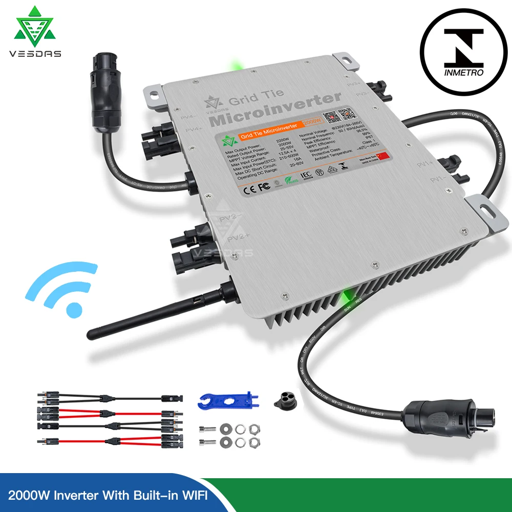 DEYE SUN2000G3-EU-230 2000W 4 MPPT Solar Micro Inverter Limiter,Built-in WiFI , Approved INMETRO VDE IEC,For 60 72 96 Cells PV