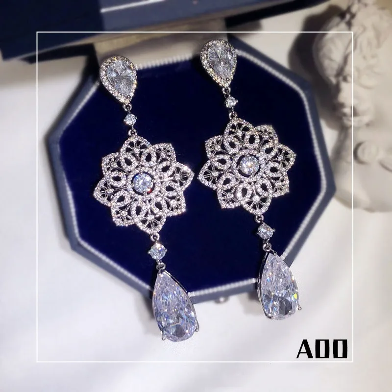 925 Needles Drop Earrings For Women Cubic Zirconia Long Tassels Temperament Bridal Wedding Fine Jewelry Accessories 3