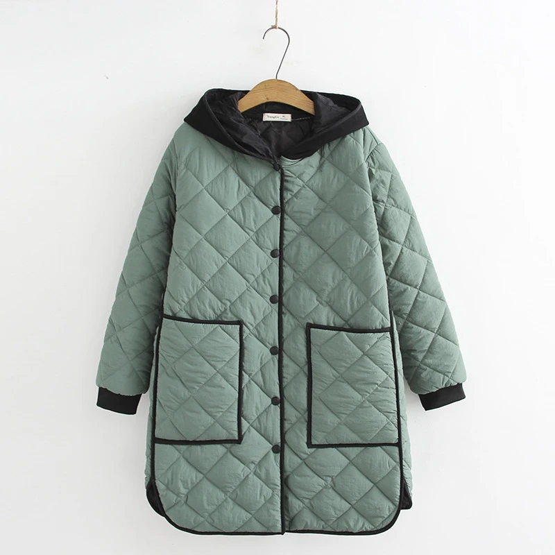 Femmes XL-Loose Women\'s Autumn Winter 2023 New Coats Loose Hooded Casual Jackets Outerwear Female Black Green Coat Clothing