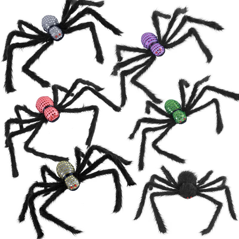 30/50/75cm Black Plush Big Spider Halloween Decoration Props Horror House Haunted Scene Layout Props Halloween Party Supplies