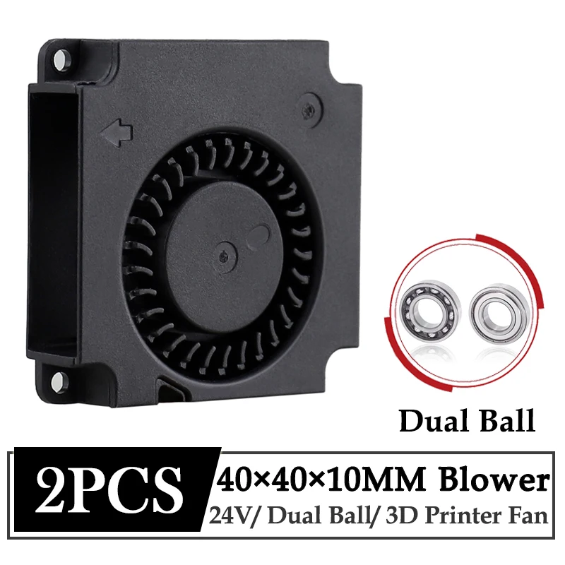 

2Pcs Gdstime 40mm Turbo Blower DC 24V Dual Ball Brushless 3D Printer Fan Cooling Fan 40x10mm 4010 Printer Accessories Radiator