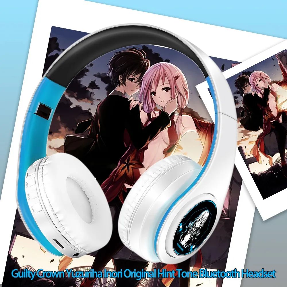 Anime Guilty Crown Yuzuriha Inori Cosplay Props Folding Wireless Headphone Bluetooth Stereo Foldable Headset Adjustable Earphone