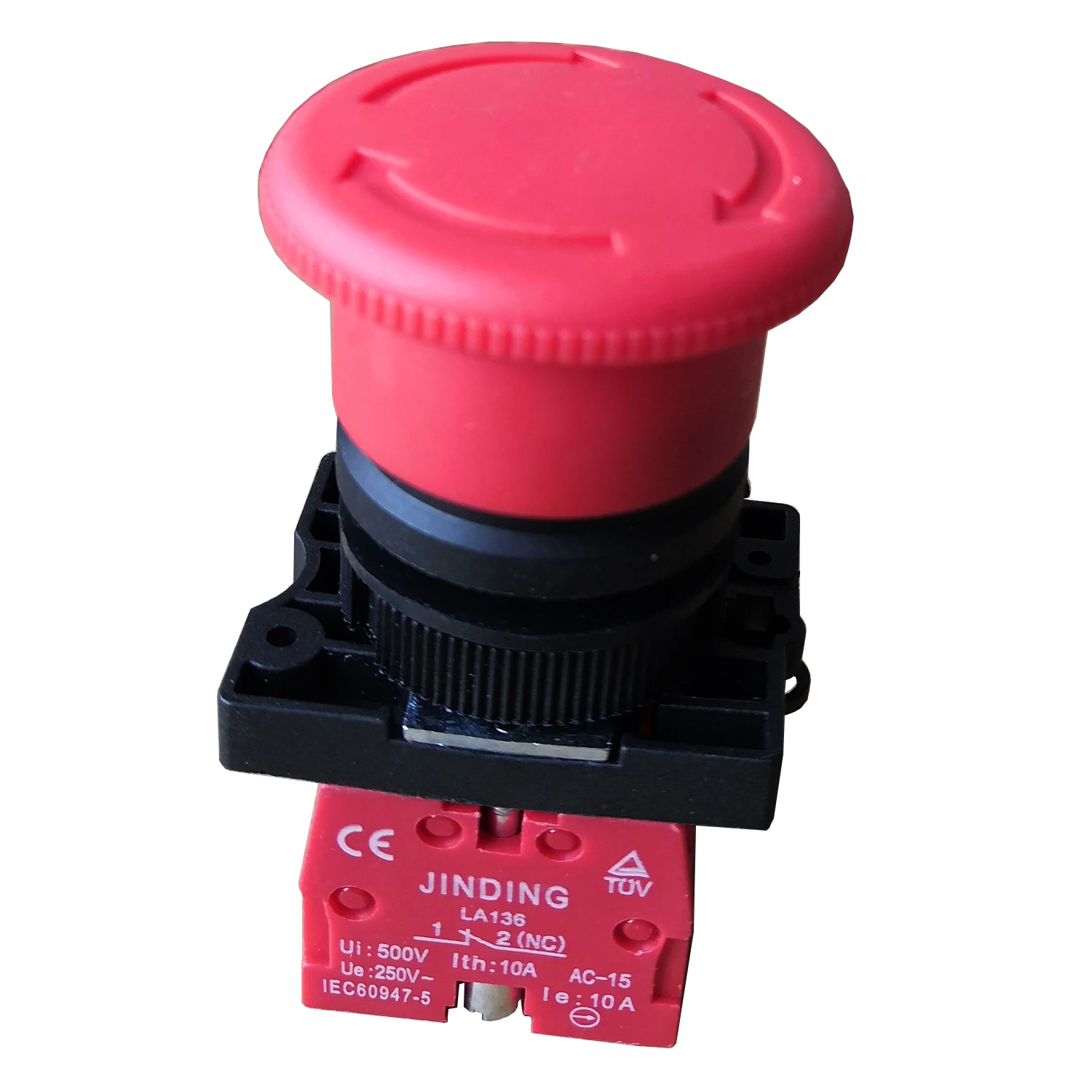 JDNN LA136 500V 10A IP55 NO Emergency Stop Pushbutton Switch Micro-Electric Control Mushroom Rotary Switch for Electric Hoist