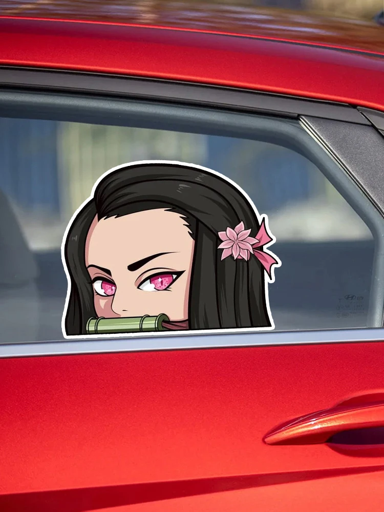 S30222# Various Sizes PVC Decal For Anime Nezuko Kamado Peeking V1 Removable Car Sticker Waterproof for Bumper Rear Window