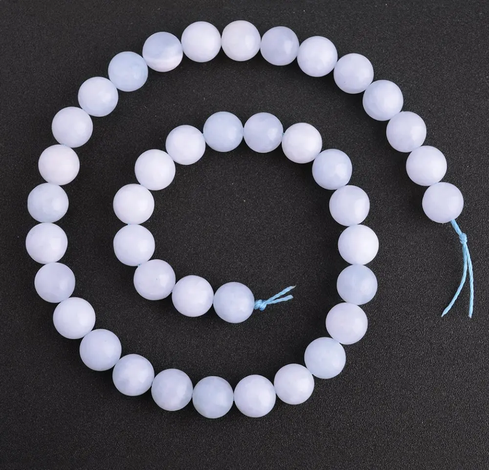 Natural Genuine Blue White Celestine Celestite Round Loose Beads 6mm 8mm 10mm