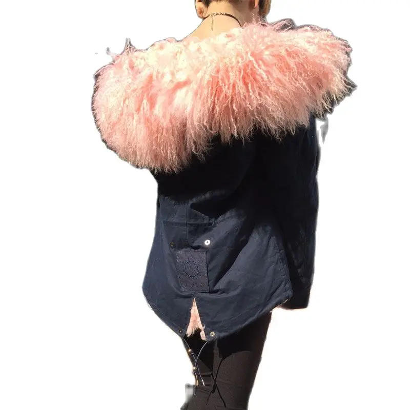 Pink Fashion Lamb Fur Real Fur Lined Mr Mrs Wear New Winter Collection Casual Wear Parka Hoodies