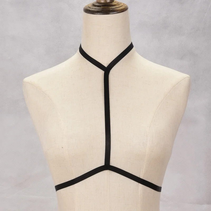 女性のためのサスペンダーベルト付きハーネスブラ,黒,セクシーなランジェリー,ゴスのレイブ,伸縮性,調整可能