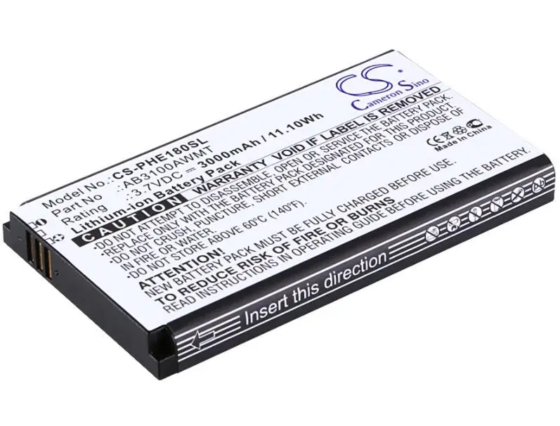 cameron sino 3000mah battery for PHILIPS CTE180BK CTE180BK/00 CTX1560 CTX5500 E181 X1560 X1561 X5500 Xenium E180 E181 X1560