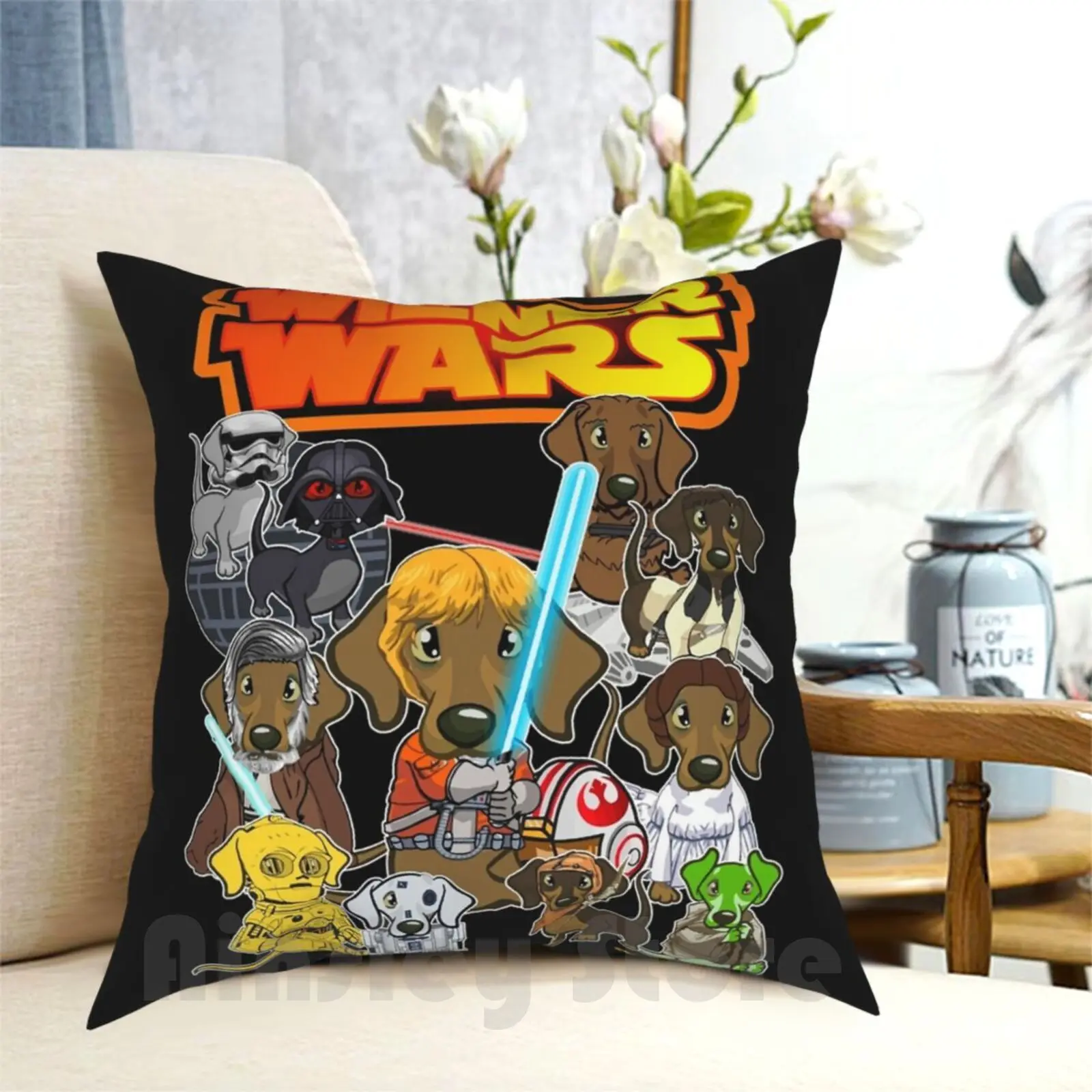 Wiener Dog Wars Pillow Case Printed Home Soft DIY Pillow cover Dachshund Dachshund Dog Dog Wiener Dog Wiener Wars Funny