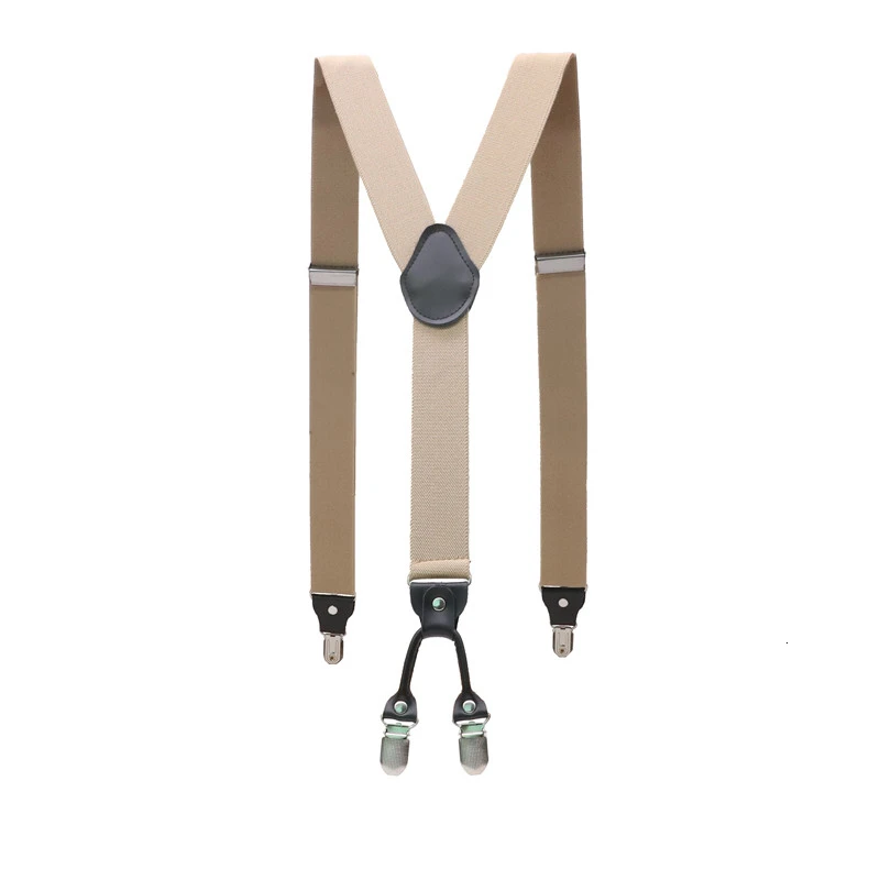 Men's Suspenders 4 Clips Braces Leather Suspensor Adjustable Belt Strap Bretelles Vintage Mens Suspender For Skirt