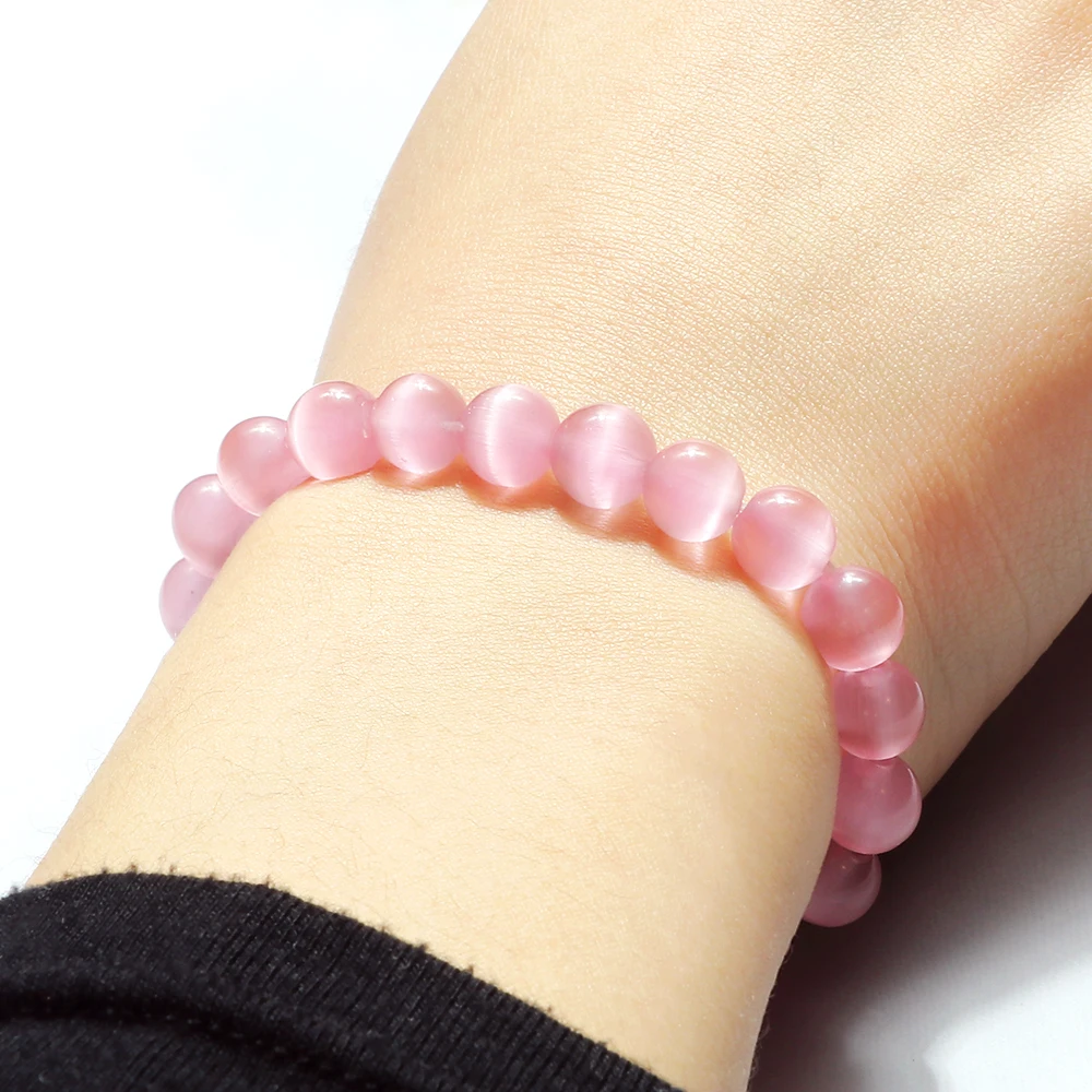 Women Cat Eye Beads Bracelet Colorful Natural Opal Stone Men Crystal Chakra Strand Stretch Bracelets&Bangles Friend Gift Jewelry
