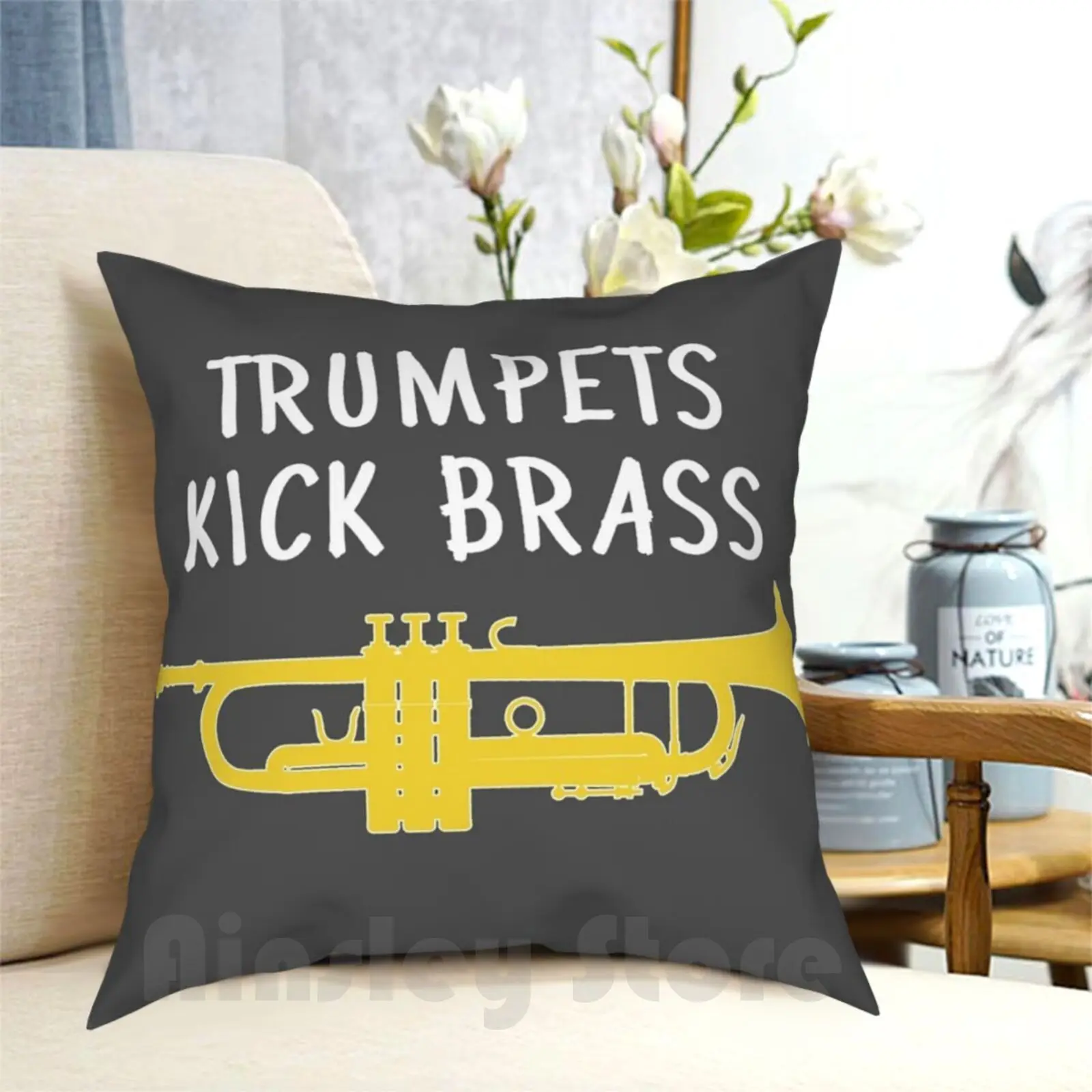 Funny Trumpet Gift , Marching Band , Concert Band-Trumpets Kick Brass Pillow Case Printed Home Soft DIY Pillow cover