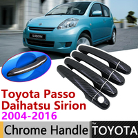 Black Carbon Fiber Door Handle Cover for Toyota Passo Daihatsu Sirion Boon M300 M600 2004~2016 Accessories Stickers Trim Chrome