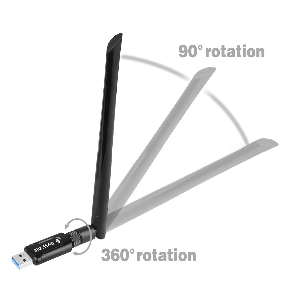 Portable AC1200 Mbps Dual Band 2.4/5GHz USB WiFi Network Card Receiver 11AC Dual Band Wireless Antenna Adapter Dongle 802.11AC