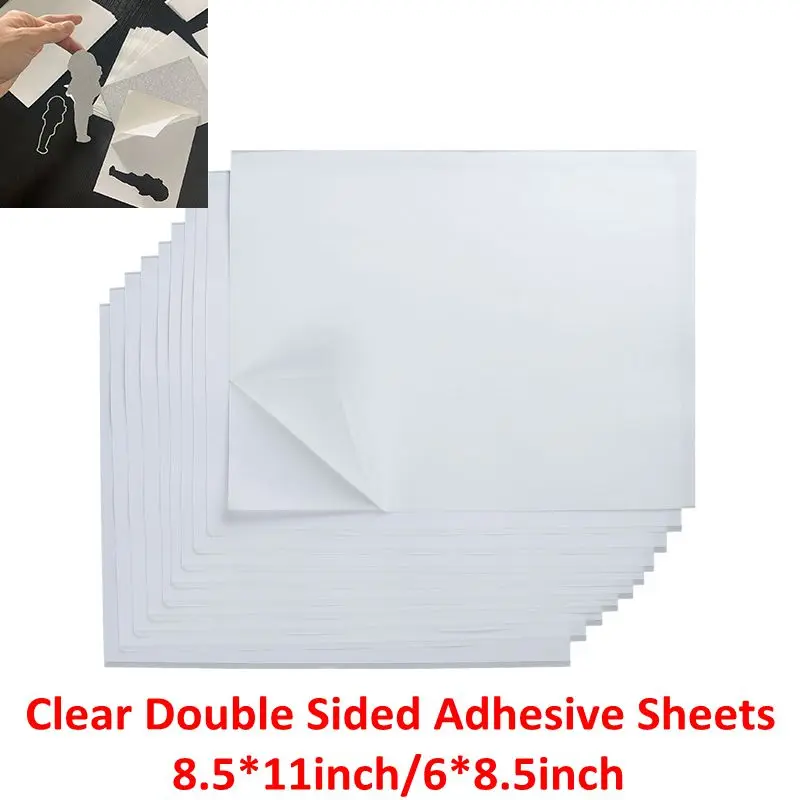 8.5*11/6*8.5 inch Clear Double Sided Adhesive Sheets Strong Sticky Sticker for Photo Albums Paper Card Making Craft DIY 2021 New