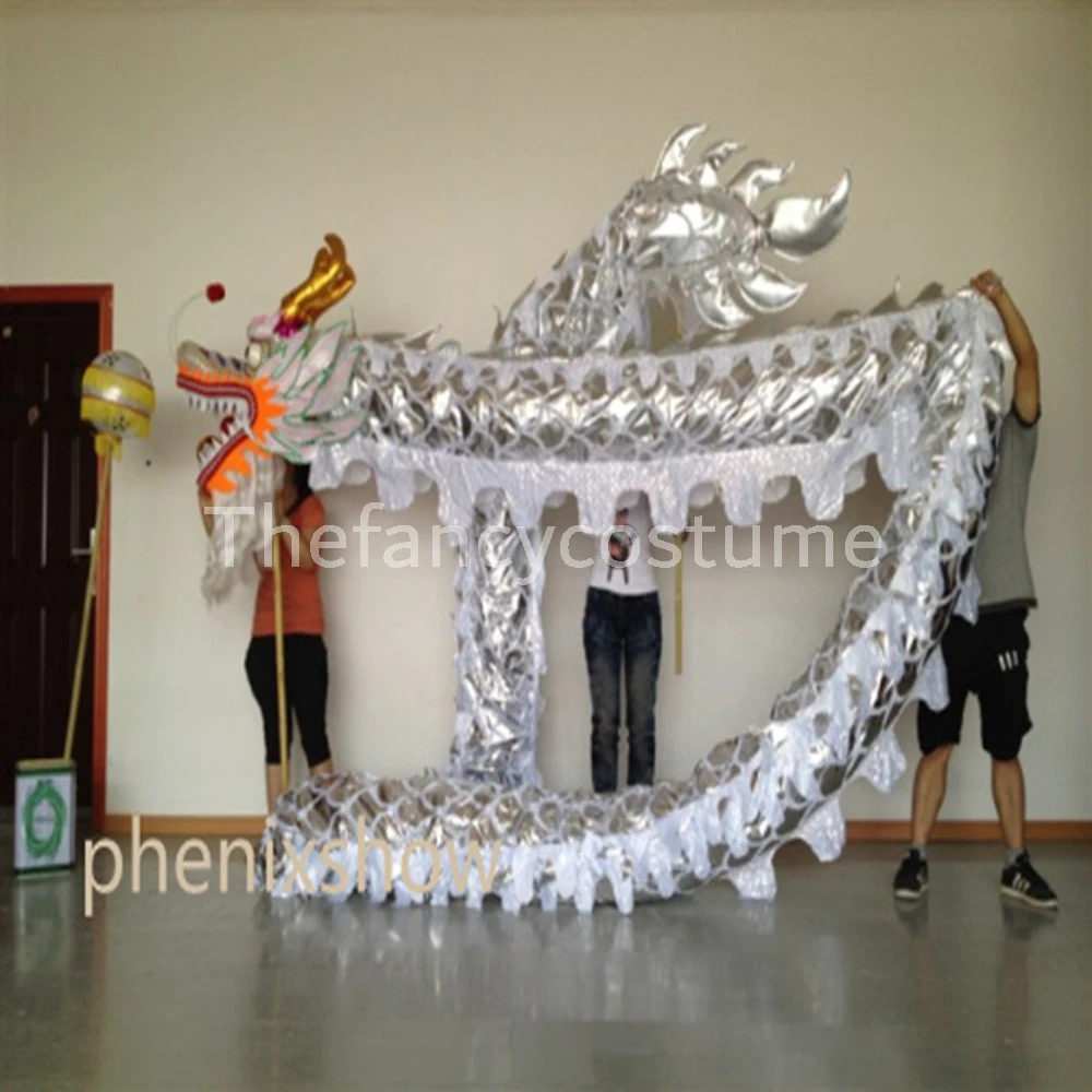 10m Length Gold-plated 8 Student Chinese Traditional Culture DRAGON DANCE Props ORIGINAL Folk Festival Mascot Costume