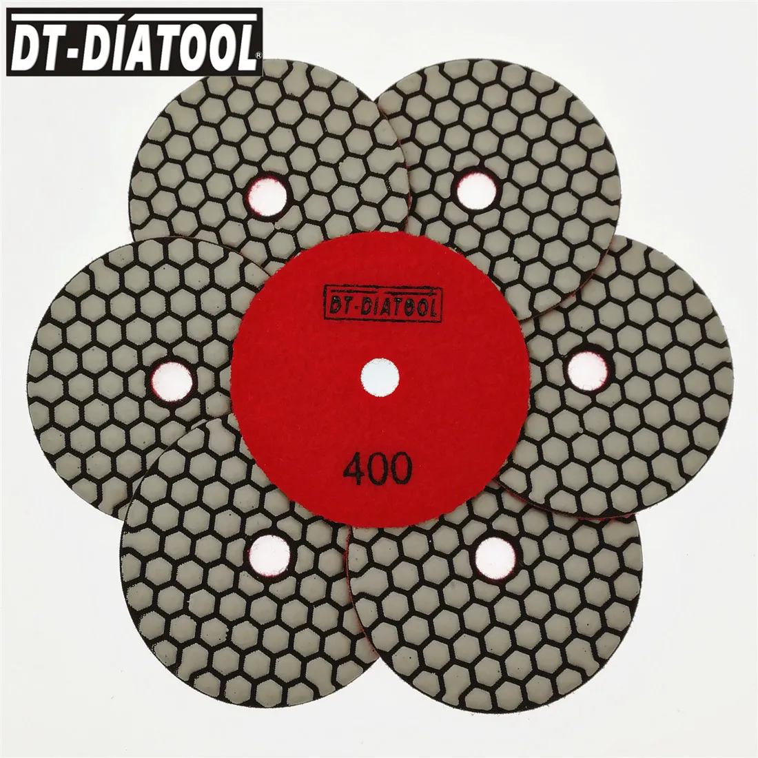 DT-DIATOOL 7pcs Dia 4 inch/100mm Resin Bond Diamond Dry Polishing Pads Grit #400 Sanding Disc For Granite Marble Stone