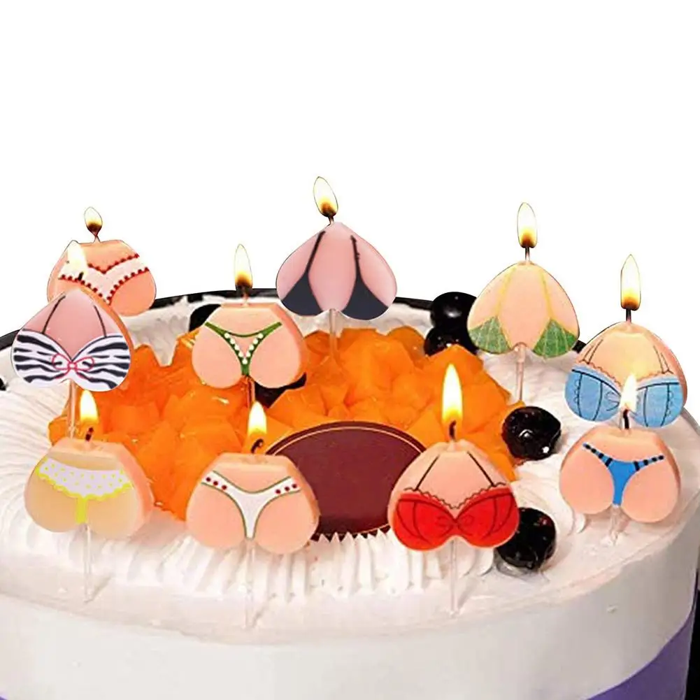 5pcs Funny Bikini Birthday Cake Topper Decor Smokeless Birthday Candles Cupcake Topper Decoration Celebration Party Candle Gifts