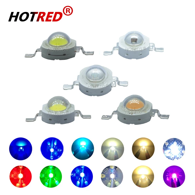 100szt LED Chip 3W Ciepła Chłodna Biała Czerwona Niebieska Zielona Żółta UVA IR Pełne spektrum 660nm 440nm COB Lampa do uprawy dla 3 W Watt Light Beads