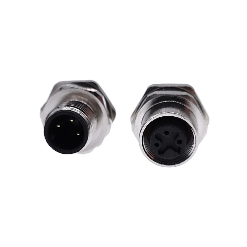 M1216 3/4/5/8Pin sensor connector mounting hole 16mm M12 Flange Socket panel back mount threaded coupling Male&Female M1216