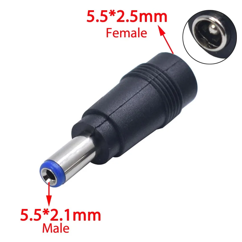 1 Stück 5,5*2,5 / 2,1 mm Buchse auf 5,5*2,1 / 2,5 mm Stecker DC-Stromanschlussadapter Laptop 5,5*2,1 zu 5,5*2,5 Ladekonverter