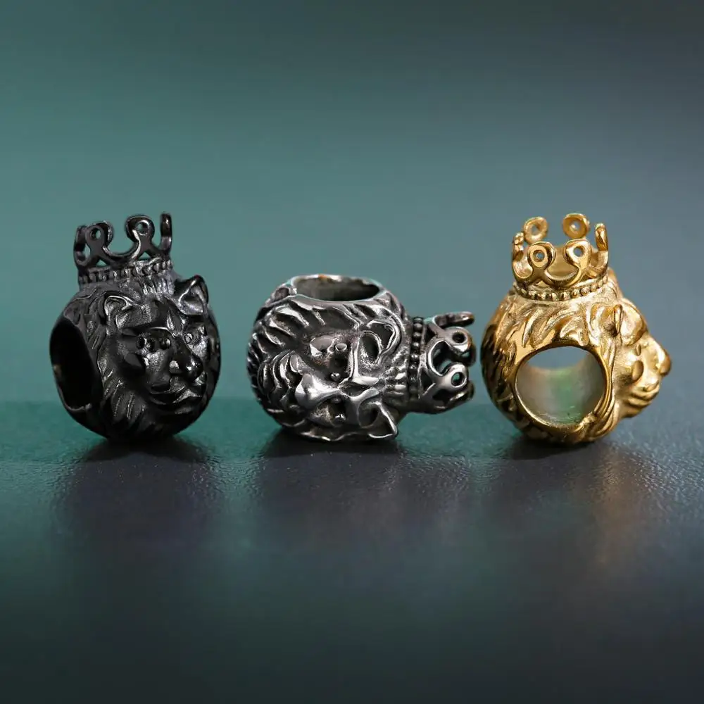 Wolf Lion Stainless Steel Beads Craft Making Charms For Jewelry Accessories Beads For Bracelets Hand Made Material Bead Kralen