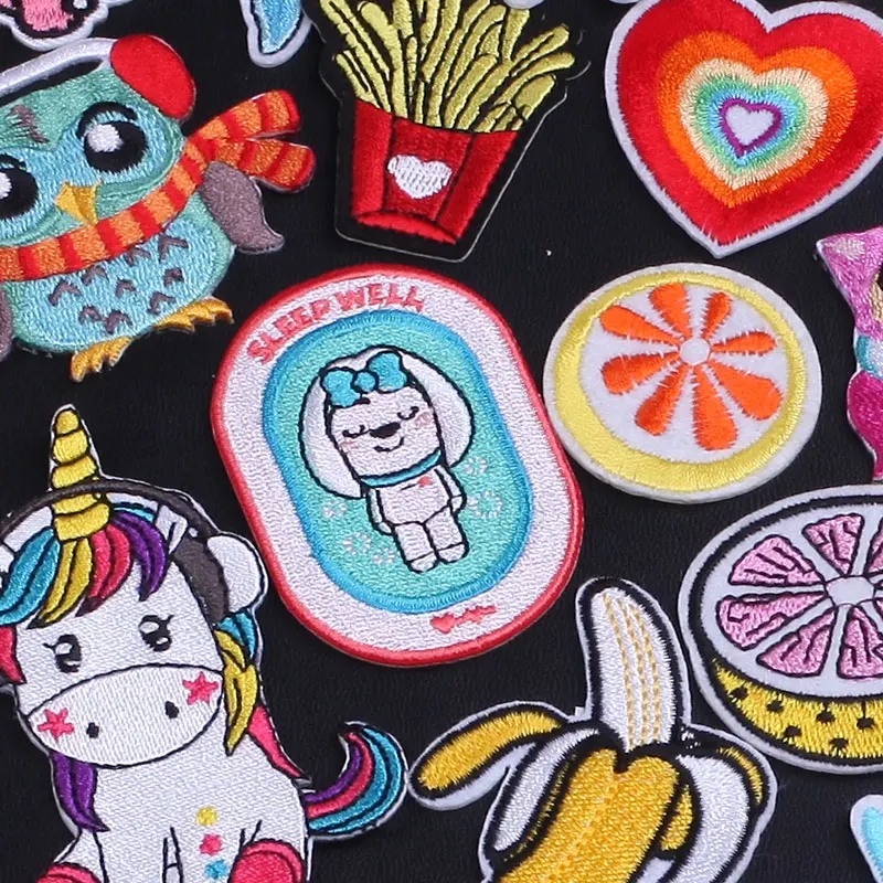 Cartoon Cute Unicorn Owl Girl Lemon Patches for Kid's Clothing Iron on Patches on Clothes Heart Embroidered Patch Badge Stickers