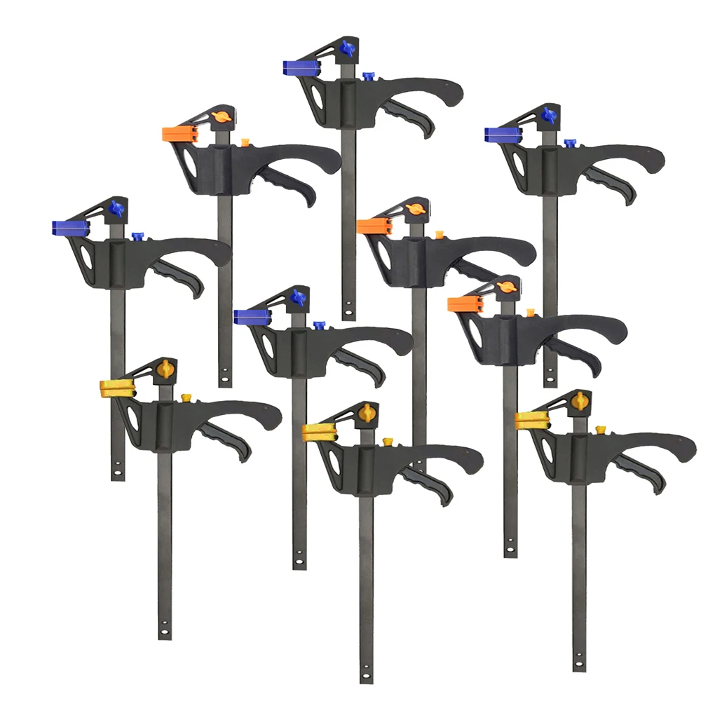 

10Pcs 6 inch three kinds of colour woodworking Bar F Clamp Clip Hard Grip Quick Ratchet Release DIY Carpentry Hand Vise Tool