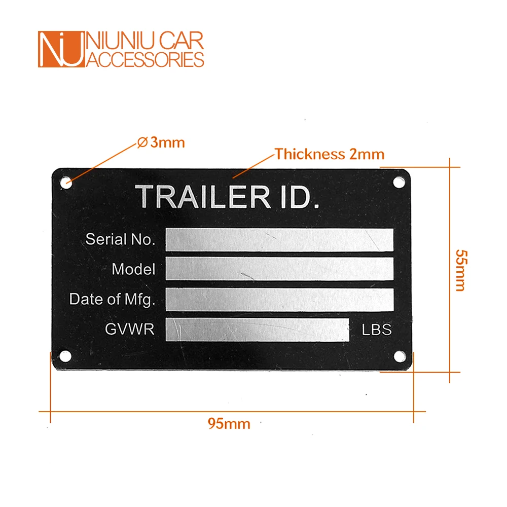 Heavy Duty Aluminum Trailer ID Tag Vin Plate Serial GVWR Medical Blank Powder Coated Finish RV Parts Camper Accessories