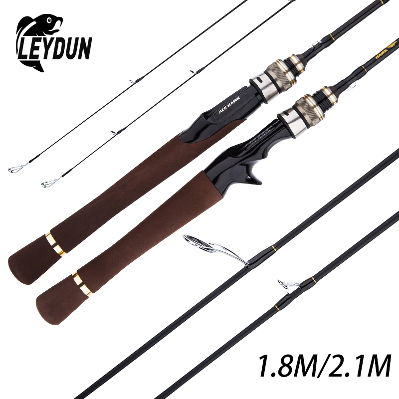 LEYDUN Fishing Rods Ultralight 1.8m 2.1m 2 Top Tip Fast Action Spinning Jigging rod UL L M ML Carbon Casting Travel Feeder Rod