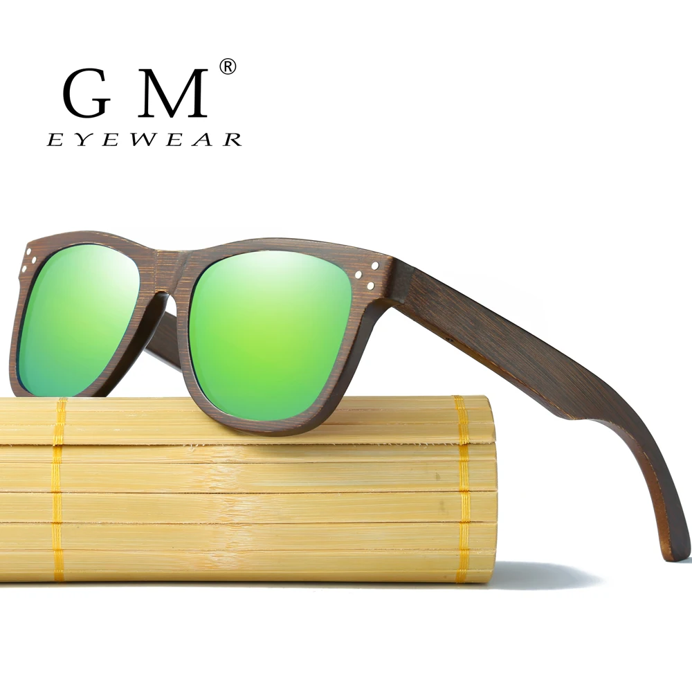 GM Wooden Sunglasses Unisex Bamboo Sunglasses Brand Designer Mirror Original Wood Goggles feminino oculos de sol masculino