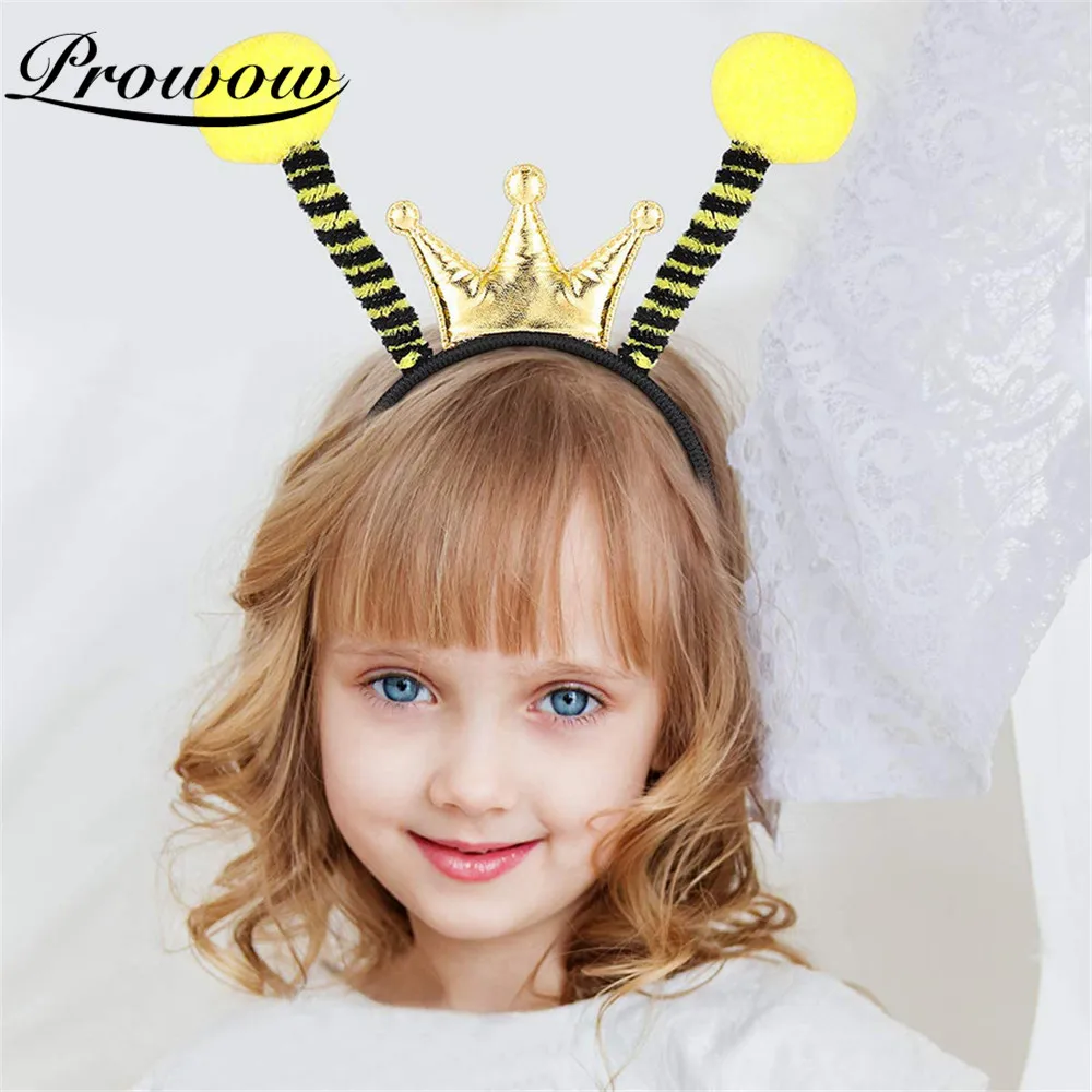 Prowow 1PCS Children Day Cartoon Kids Girl Hairband Ladybug Bee Ants Party Cosplay Hair Accessories Bow Crown Feelers Headwear