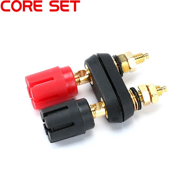 Banana Plugs Couple Terminals Dual 4mm Banana Plug Jack Socket Double hexagon Binding Post Red Black Connector Amplifier DX25