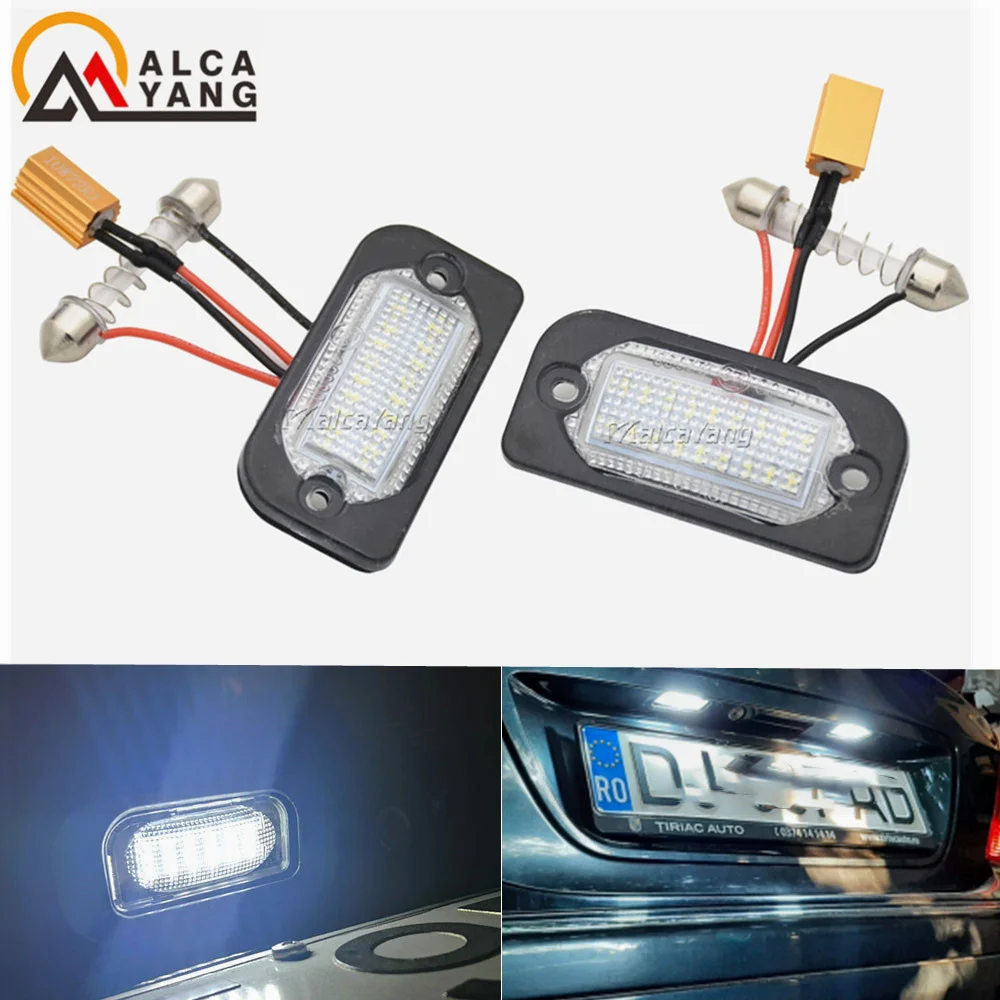 2 Stück 18 SMD LED Canbus Fehlerfrei für Mercedes Benz W203 2D Weiße LED-Kennzeichenbeleuchtung