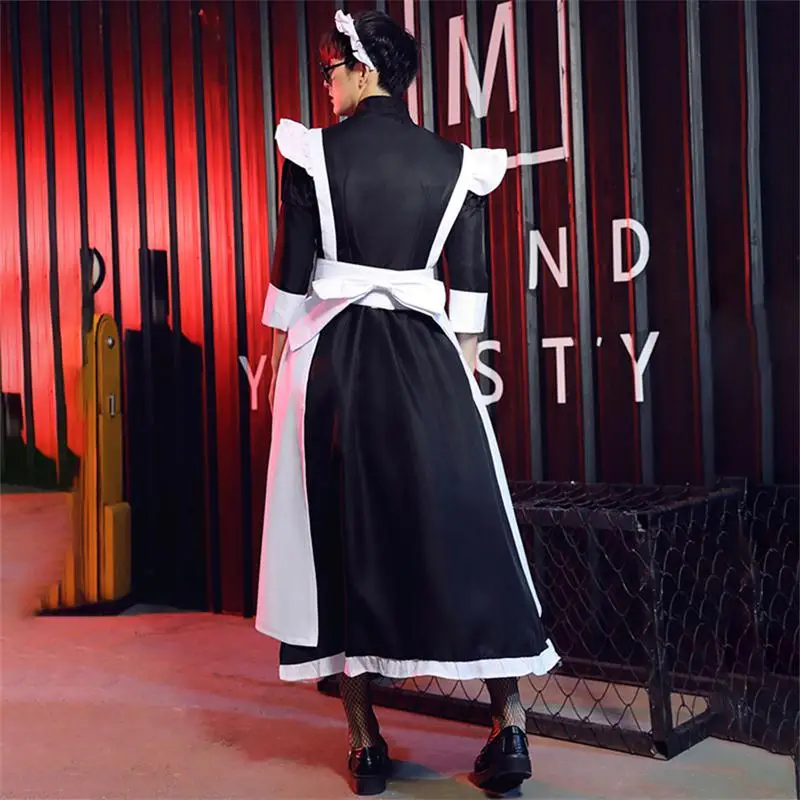 Maid Butler Cosplay Kostuum Mannen Vrouwen Halloween Cross Dress Adult Suit Huishoudster Stage Performance Zwart Wit Jurken