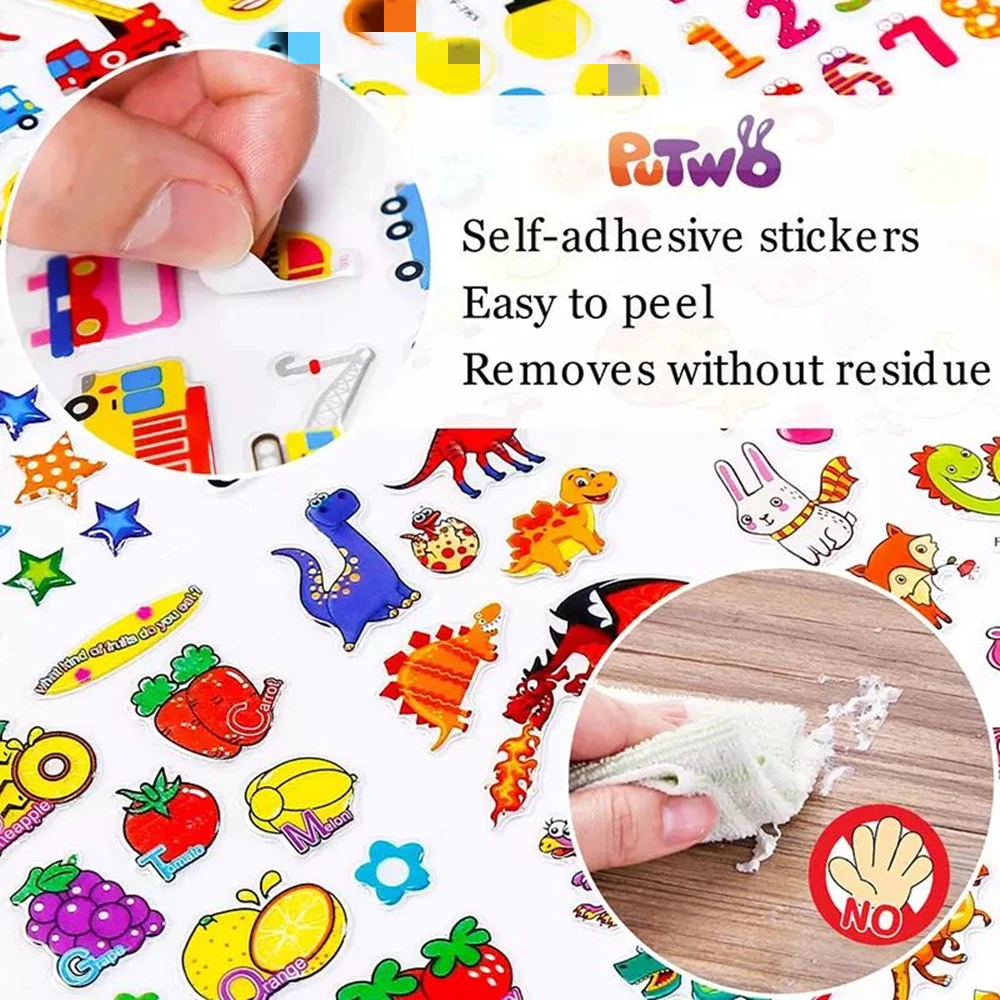 Kids Stickers 40 20 Different Sheets 3D Puffy Bulk Stickers for Girl Boy Birthday Gift Scrapbooking Teachers Animals Cartoon